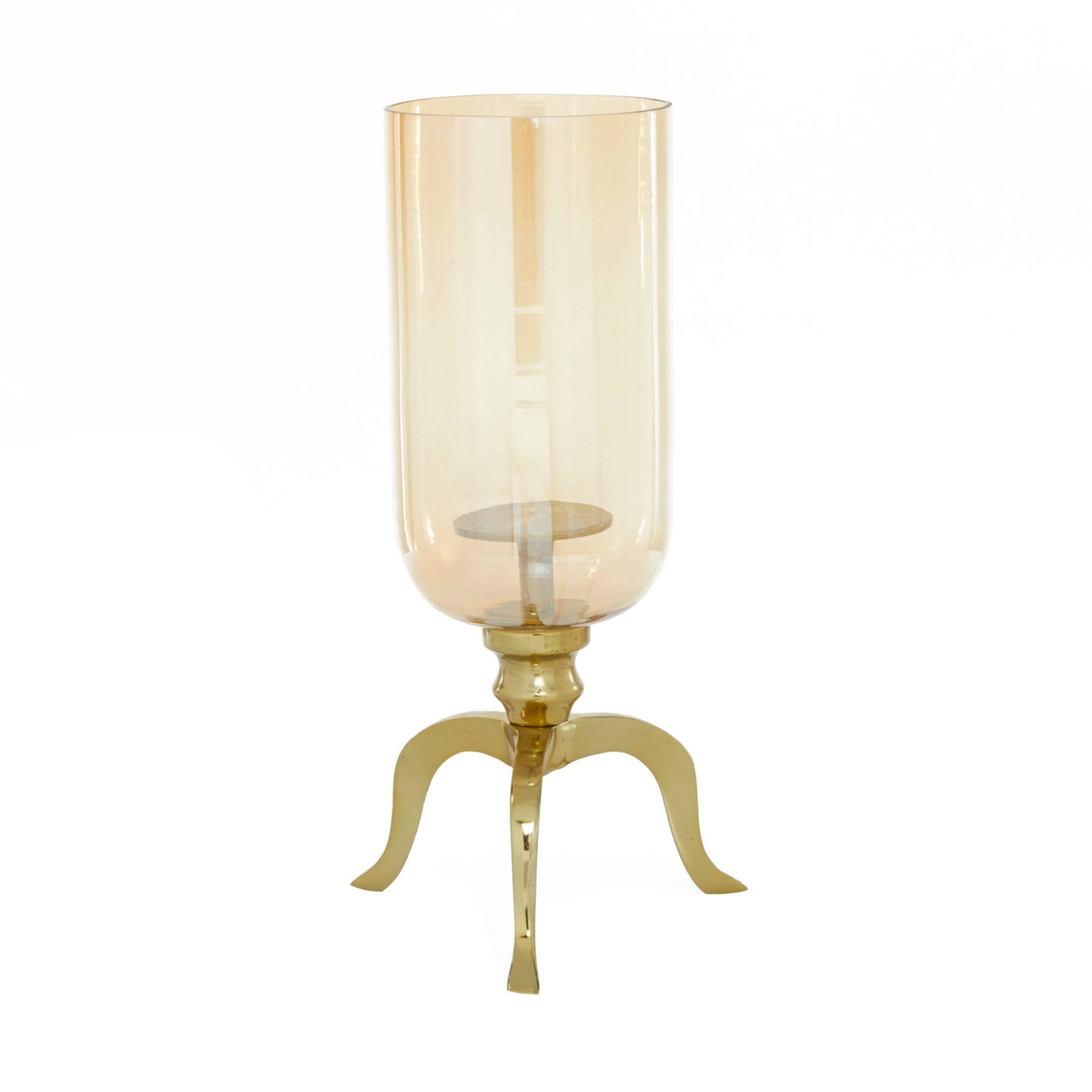 18" Gold Aluminum & Glass Traditional Candlestick Holder